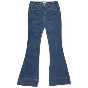 DRIFTWOOD Farrah Pintuck Center-Seam Flared Wide-Cuff Jeans Size 28